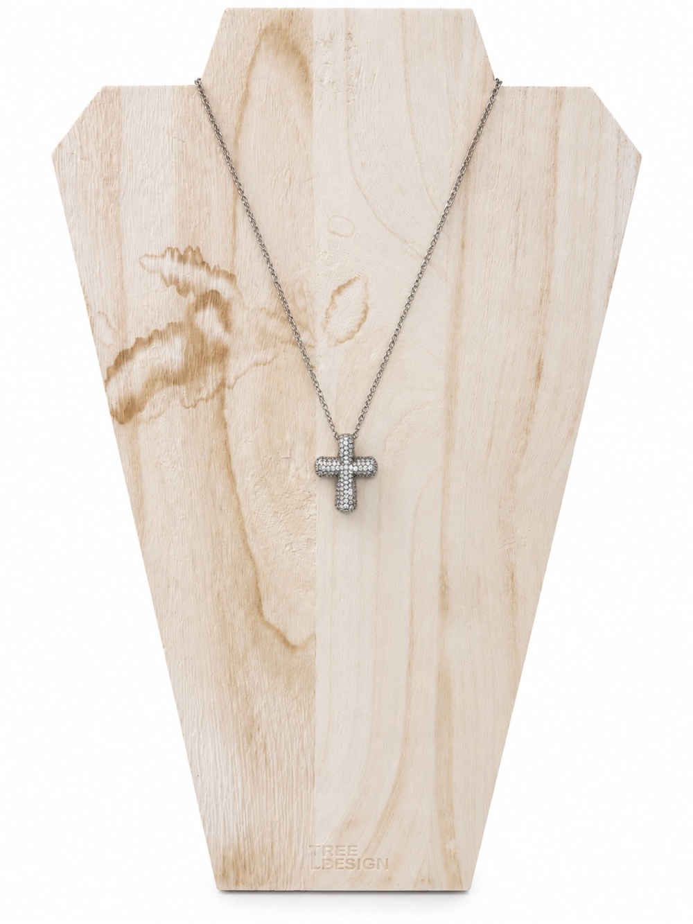 Sterling Silver Pave Cross Pendant Necklace - Silver